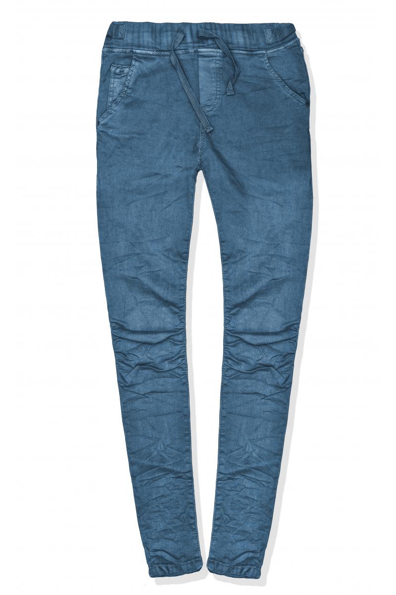 Modro sivé trendy elastické dámske nohavice
