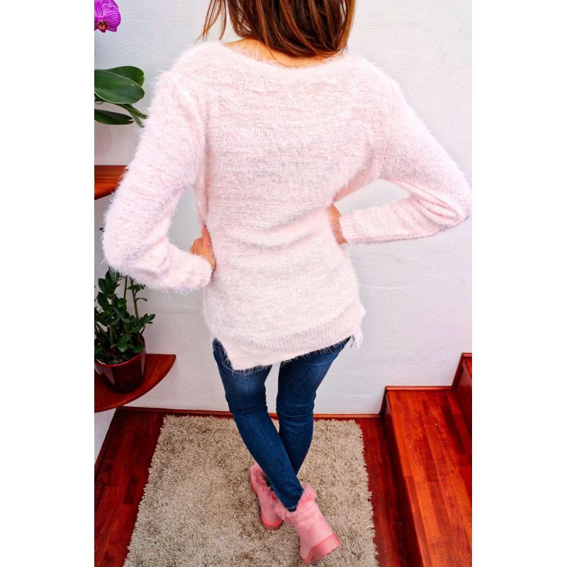 Luxusný ružový sveter pre ženy