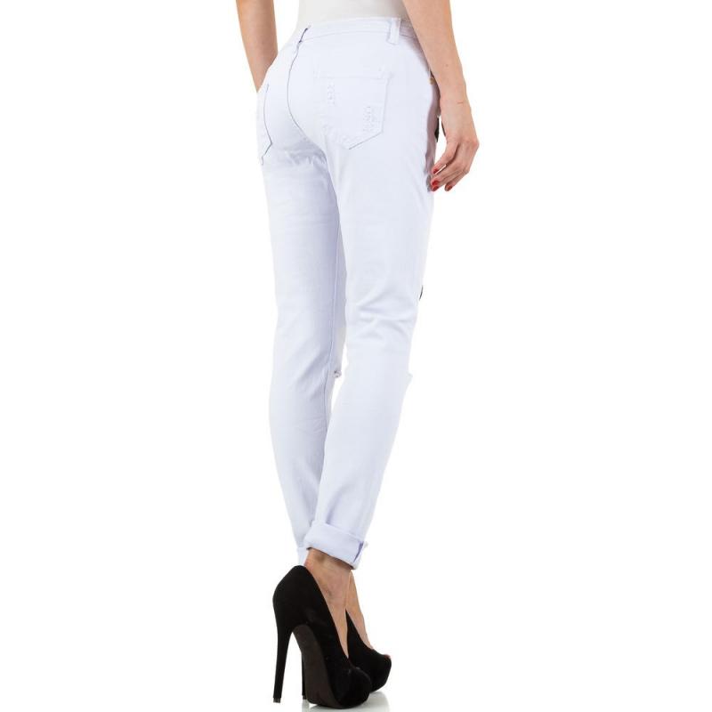 Biele jeans nohavice s nášivkami
