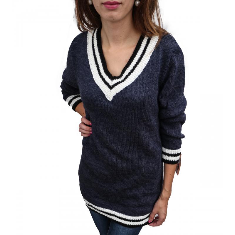 Antracitový dlhý pletený dámsky sveter