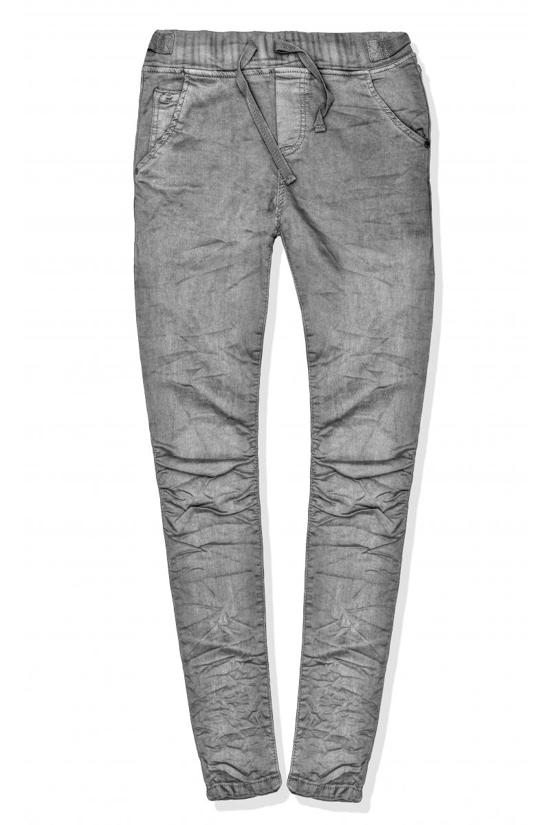 Tmavo sivé trendy elastické nohavice na bežné nosenie