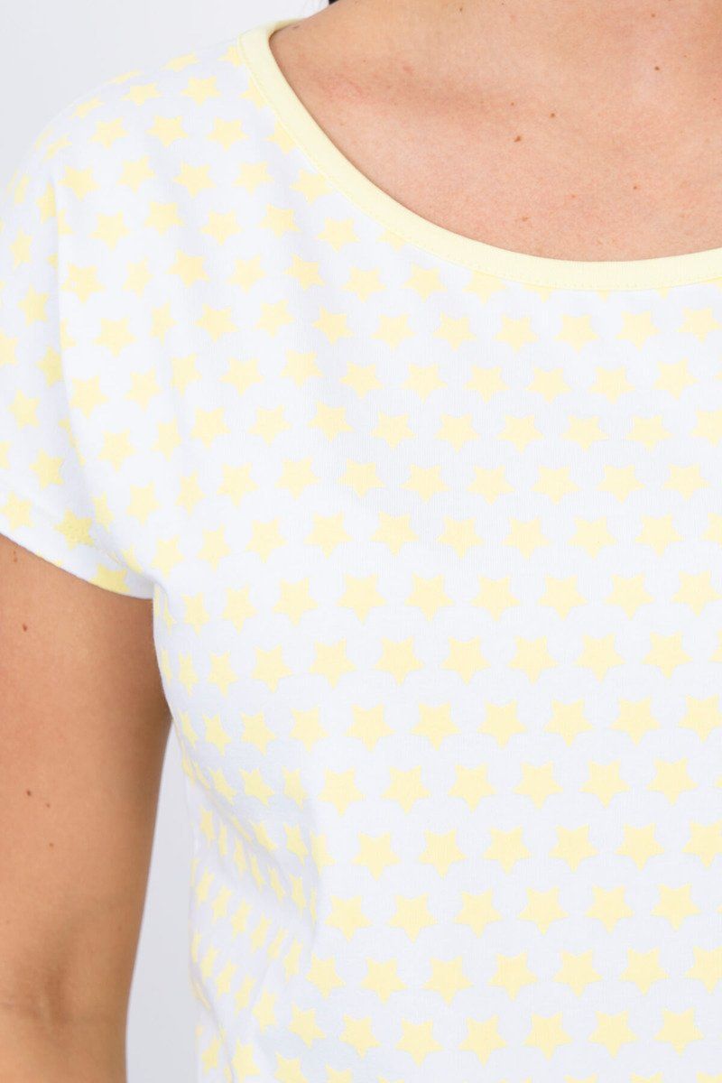 Dámske tričko s potlačou hviezdy v žltej farbe