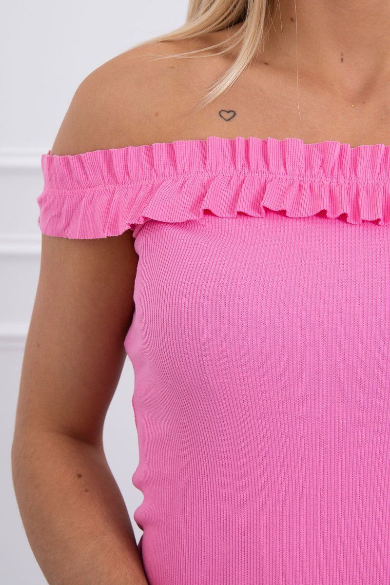 Tričko s odhalenými ramenami svetlo ružová