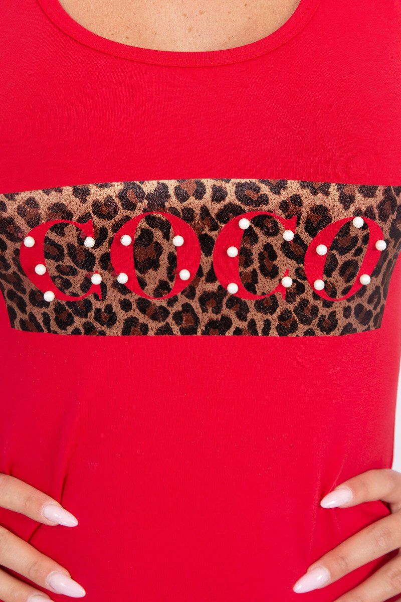Tričko s nápisom Coco v červenej farbe