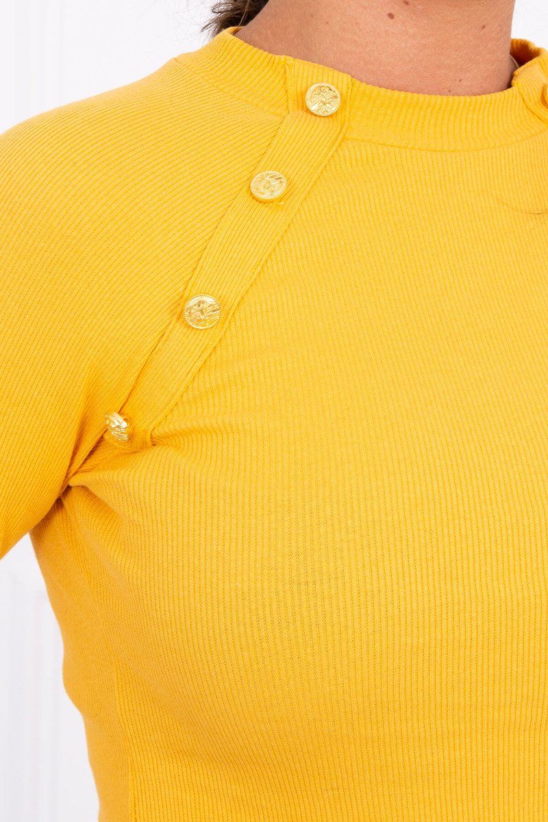 Tričko s ozdobnými gombíkmi žlté