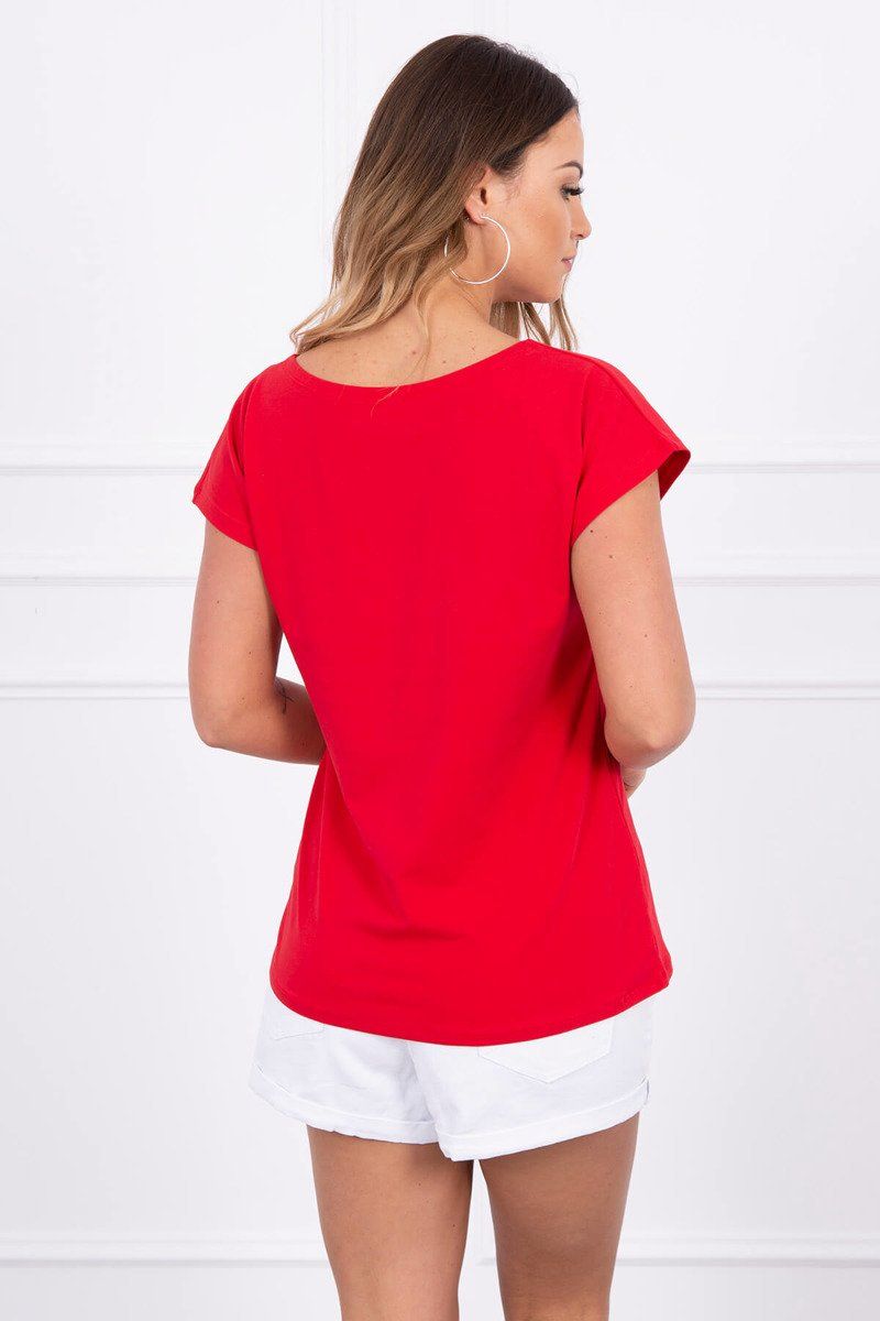 Červené dámske tričko s potlačou pier