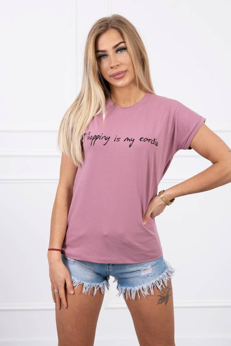 Tmavo ružové tričko s nápisom Shopping