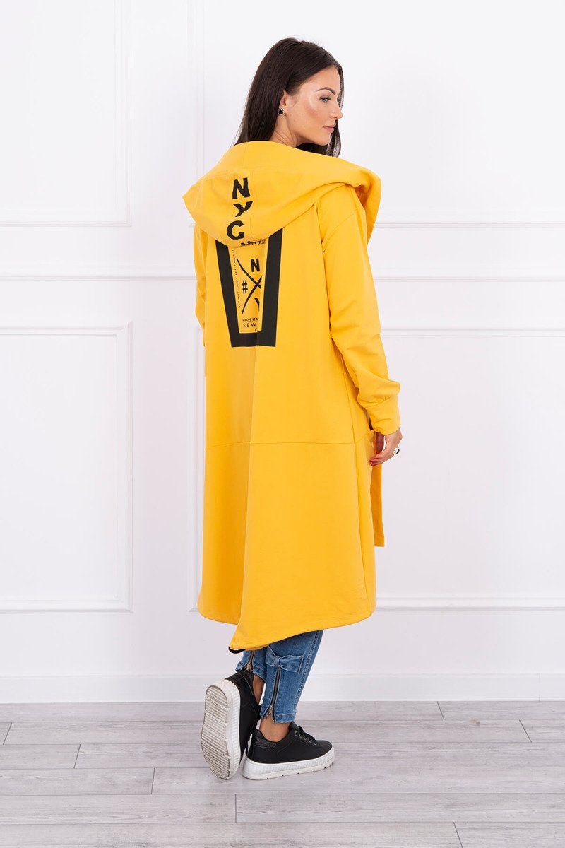 Kardigán s kapucňou oversize žltý