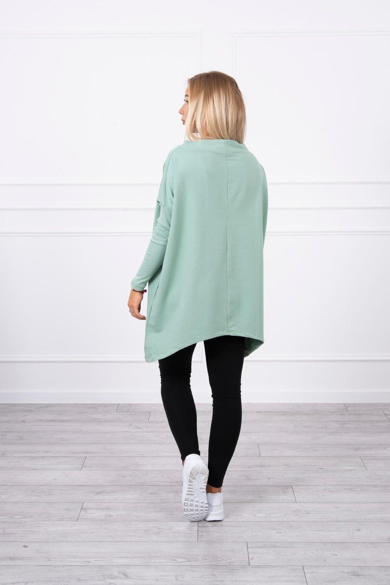 Mikina oversize s asymetrickými stranami tmavá mäta
