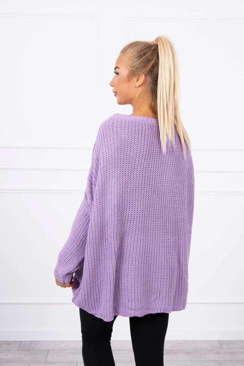 Maxi sveter v strihu oversize vo fialovej farbe