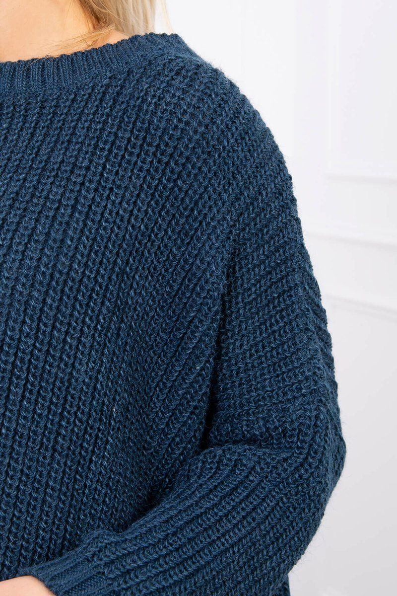 Maxi sveter v strihu oversize v námorníckej modrej farbe