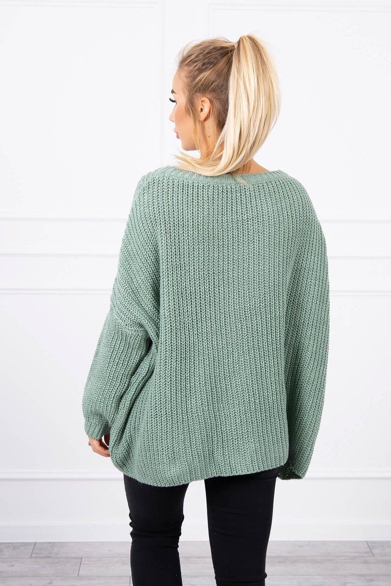 Maxi sveter v strihu oversize v tmavo mätovej farbe