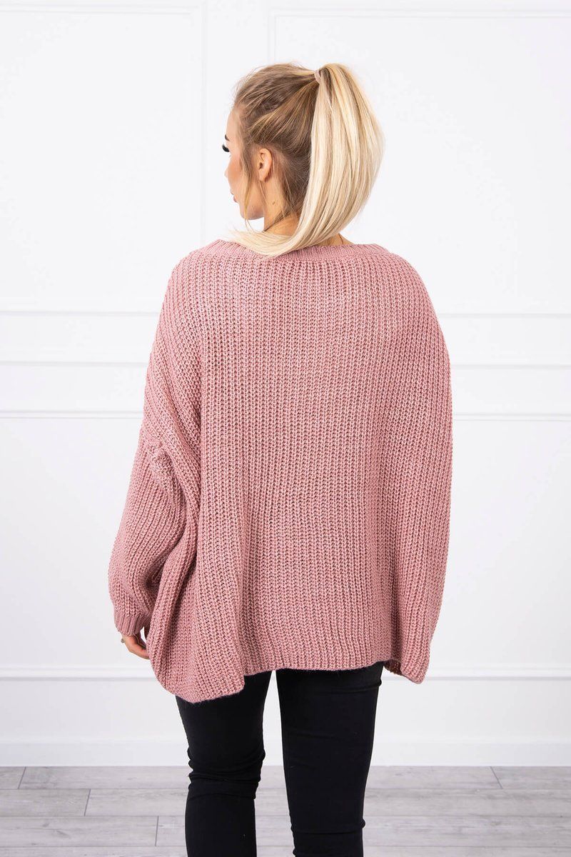 Maxi sveter v strihu oversize v tmavo ružovej farbe