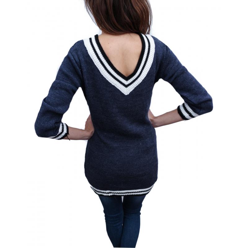 Antracitový dlhý pletený dámsky sveter