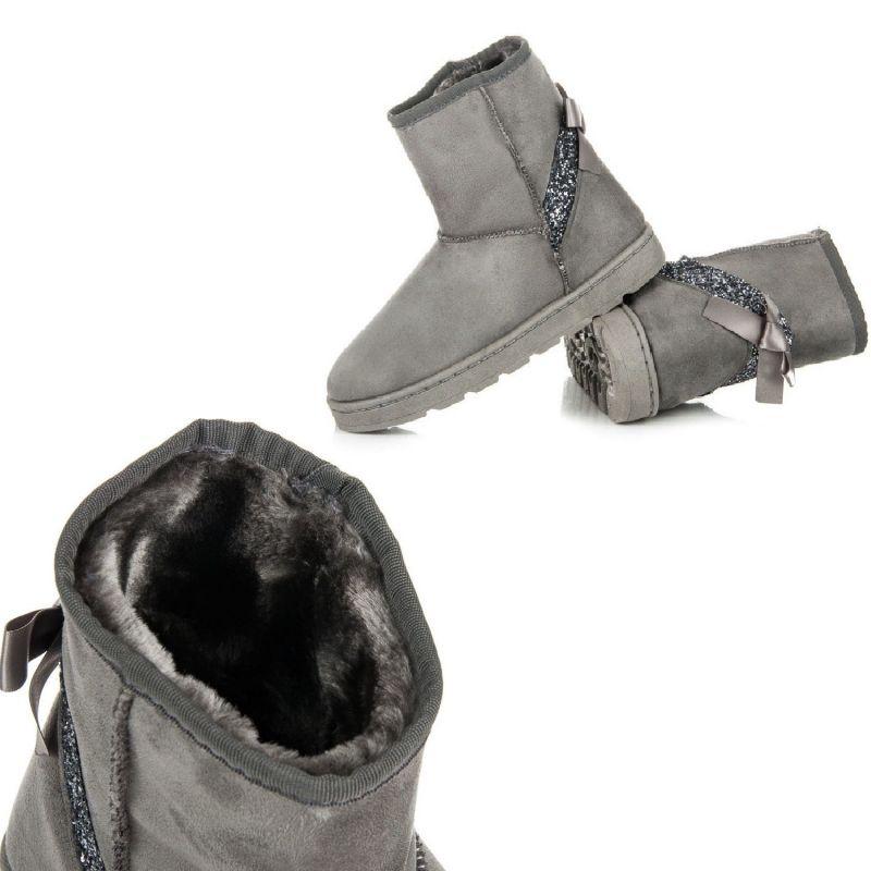 Zateplené sivo strieborné zimné dámske topánky s futrom