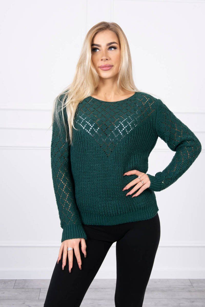 Zelená dámsky sveter s dlhým rukávom