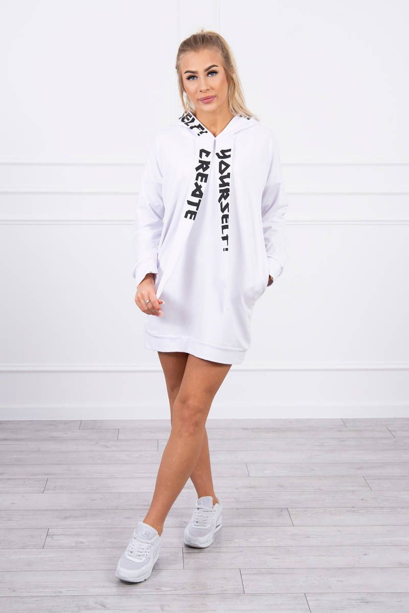Šaty s kapucňou Oversize biela