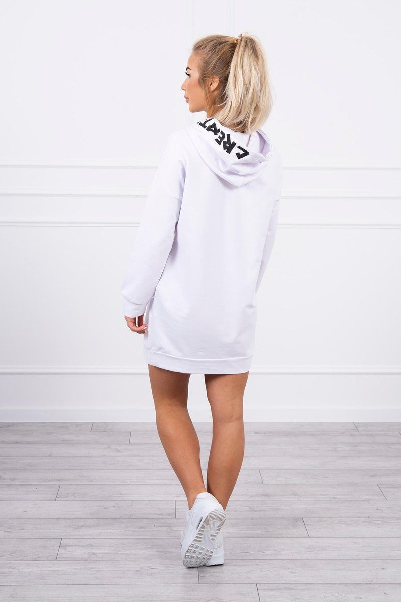 Šaty s kapucňou Oversize biela