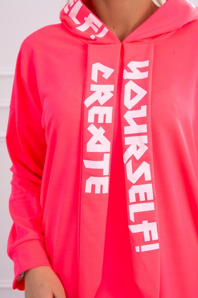 Šaty s kapucňou Oversize ružový neón