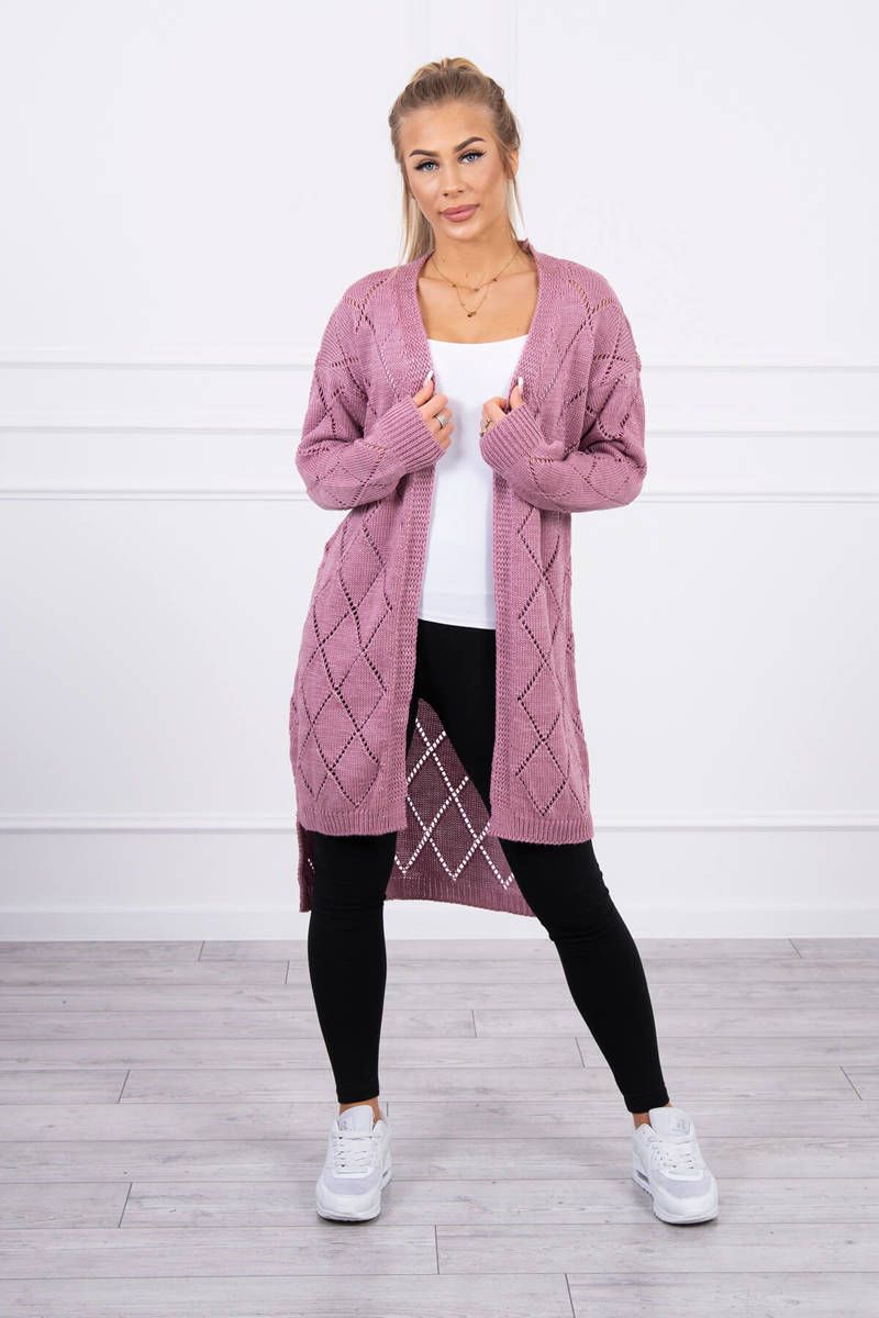 Tmavo ružový sveter s geometrickým vzorom