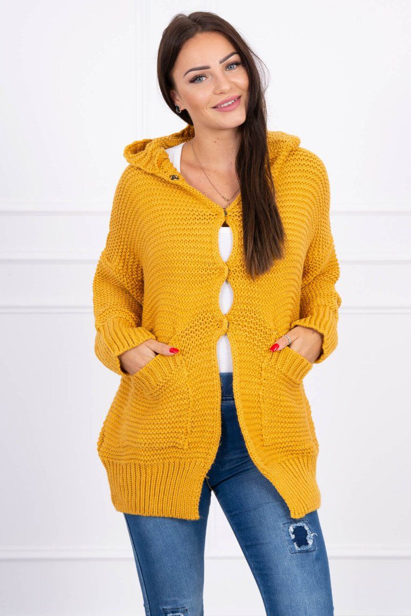 Žltý dámsky sveter s kapucňou
