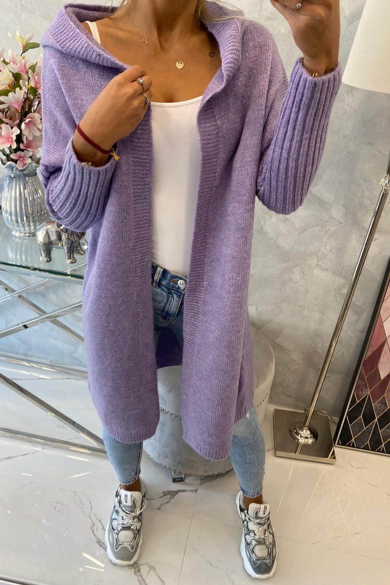 Fialový sveter s kapucňou