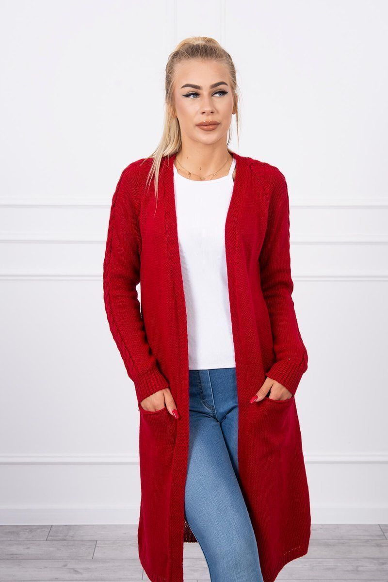 Červený kardigán/sveter s vreckami