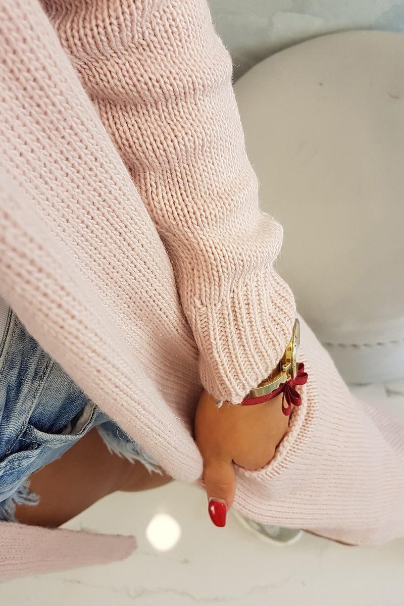 Prášková ružová kardigán/sveter s vreckami