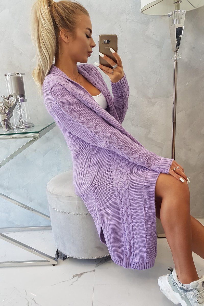 Svetlo fialová dlhý dámsky sveter